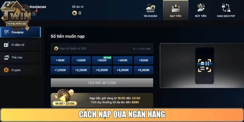 Cách nạp qua ngân hàng
