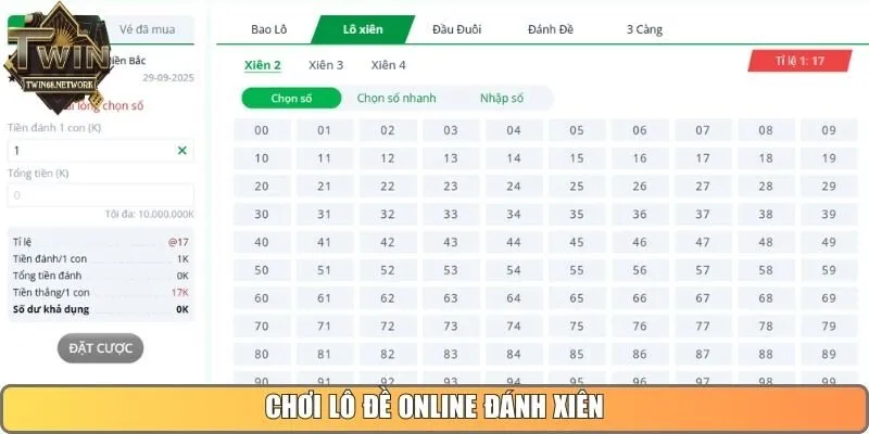 Chơi lô đề online đánh xiên